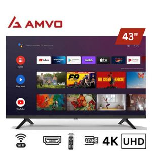 AMVO LSS4301W 43” Frameless Android Smart FHD LED TV - Black (1YR WRTY)