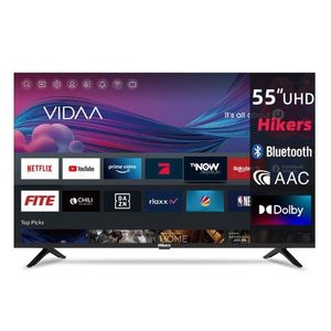"Hikers Smart Tv 55"" 4K UHD ,Frameless, 1.5G+8G,  IR Remote,Vidaa TV  - Black"