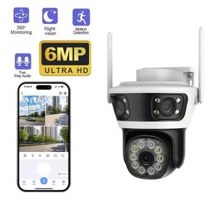 6MP Outdoor External Full HD IP Camera 3 Lenses 3 Screens Waterproof Wifi Security CCTV Camera 4K Dual Screen Auto Tracking PTZ Surveillance Camera