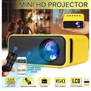 YT500 Mini 3D 1080P 4K LED Projector - Yellow/Black